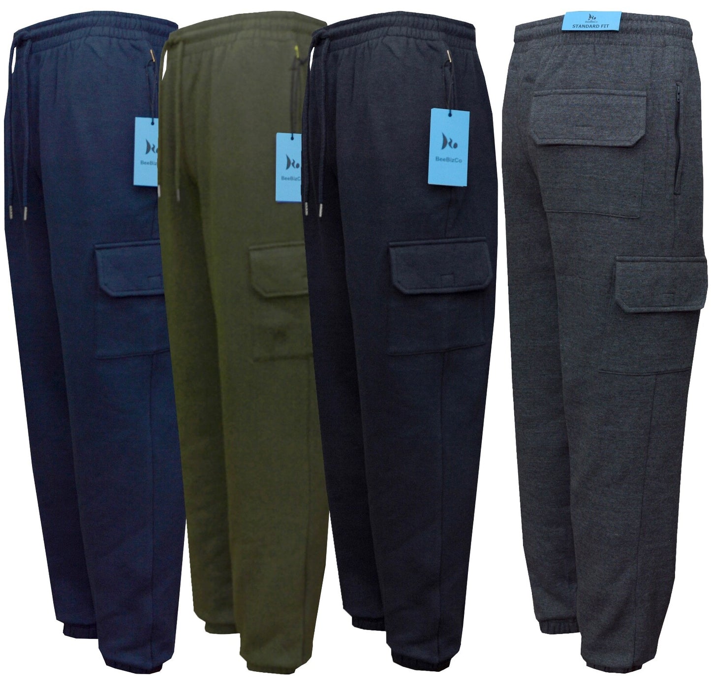 Mens Elasticated Joggers Cargo Combat Jogging Trousers Tracksuit Bottoms M - 3XL