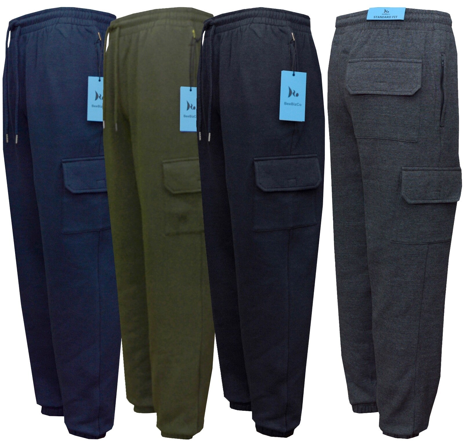 Mens Elasticated Joggers Cargo Combat Jogging Trousers Tracksuit Bottoms M - 3XL