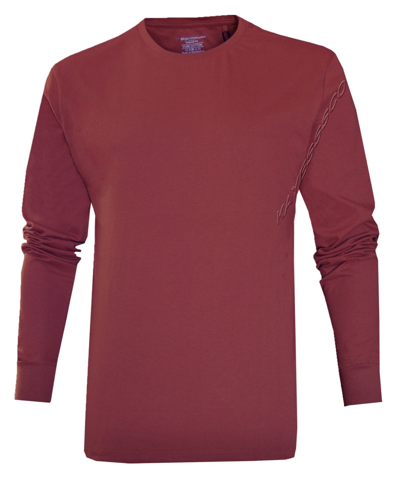 Long Sleeve T-shirt Plain Ribbed Cuffs Classic Crew Neck Casual Tee Tops M- 3XL