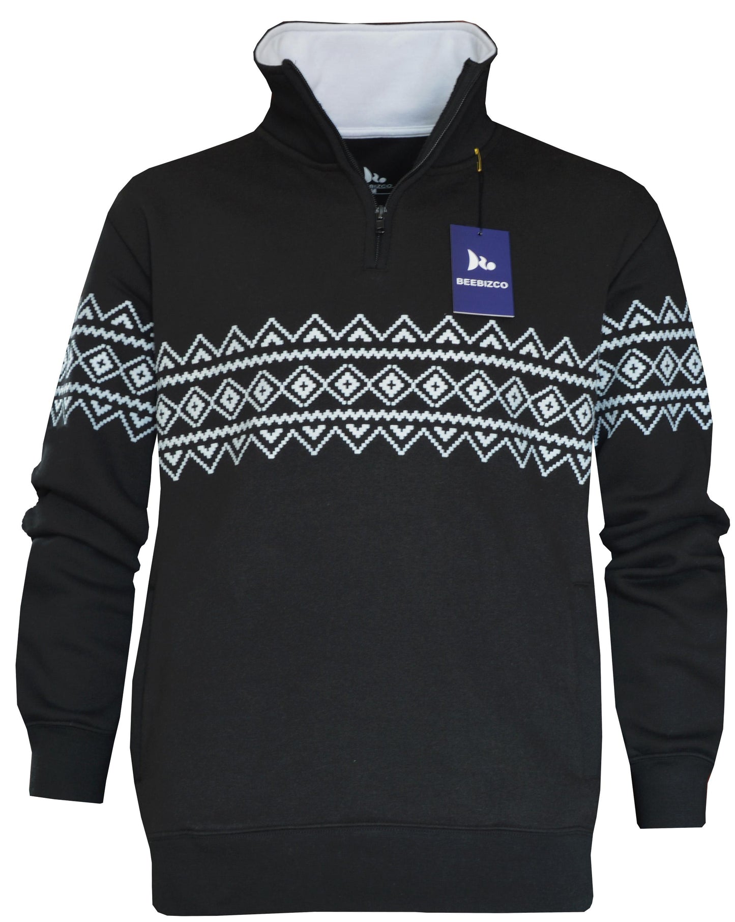 Beebizco Geometric Quarter Zip Jumper