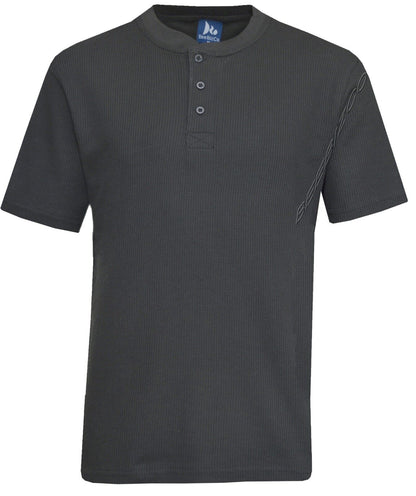 Beebizco Henley Waffle Knit Short Sleeve T-shirt