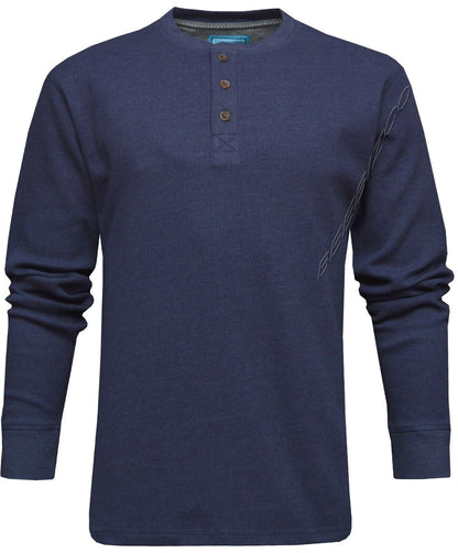 Beebizco Henley Waffle Knit Long Sleeve T-shirt