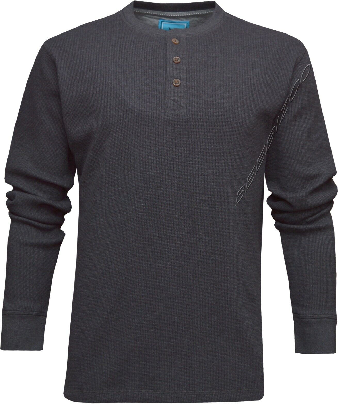 Beebizco Henley Waffle Knit Long Sleeve T-shirt