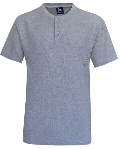 Beebizco Henley Waffle Knit Short Sleeve T-shirt
