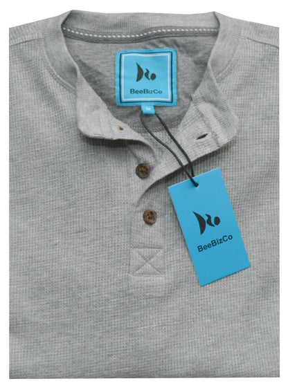 Beebizco Henley Waffle Knit Long Sleeve T-shirt